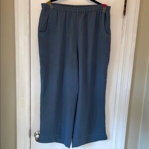 Gray Linen Wide Leg Pants